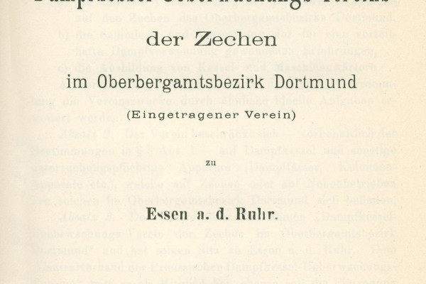 Statutes DÜV of the collieries in Essen 1900